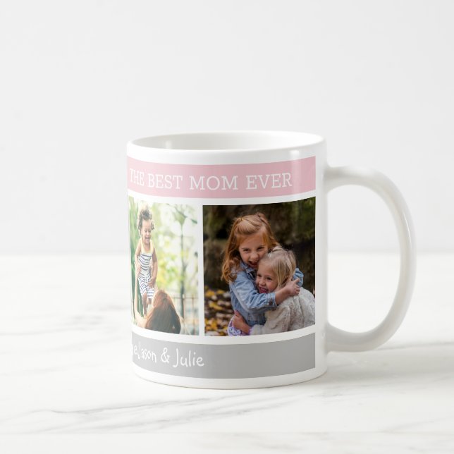Caneca De Café Dia de as mães Feliz, Melhor Colagem de Fotos Mãe  (Direita)