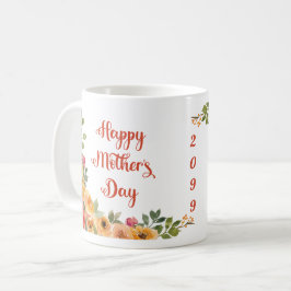 Caneca De Café Dia de as mães Feliz rosa Laranja