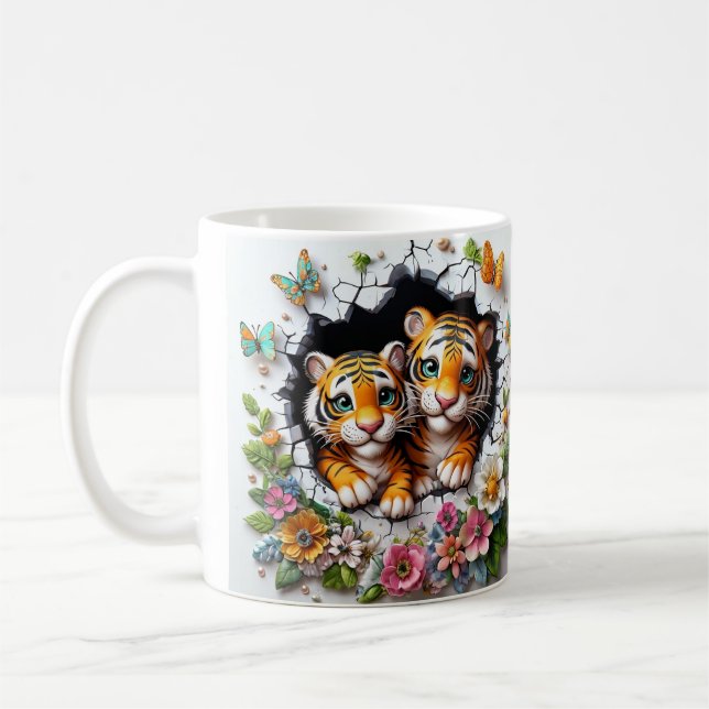 Caneca De Café Dia de as mães Feliz, Tigre E design (Esquerda)