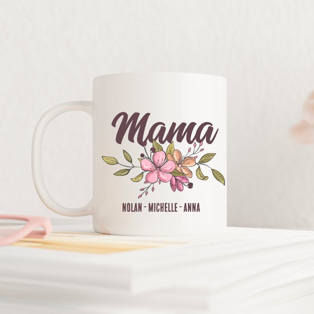 Caneca De Café Dia de as mães Mamãe Personalizado com Nomes (Criador carregado)