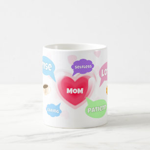 Caneca De Café Dia de as mães Melhor Mãe Palavras Nuvens Rainha A