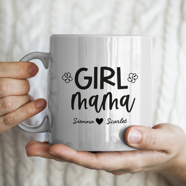 Caneca De Café dia de as mães "Menina Mamã" Personalizado 2 nomes (Criador carregado)