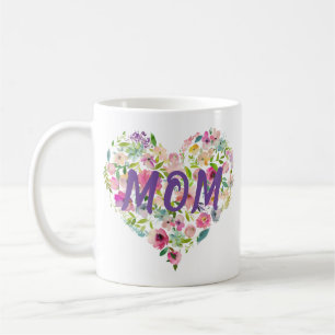 Caneca De Café Dia de as mães Mug, Bonito Floral Heart MOM