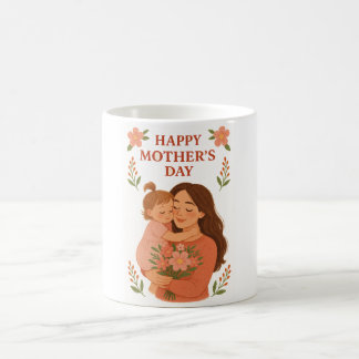 Caneca De Café Dia de as mães Mug Mãe e Filha Abraçada Ilustração