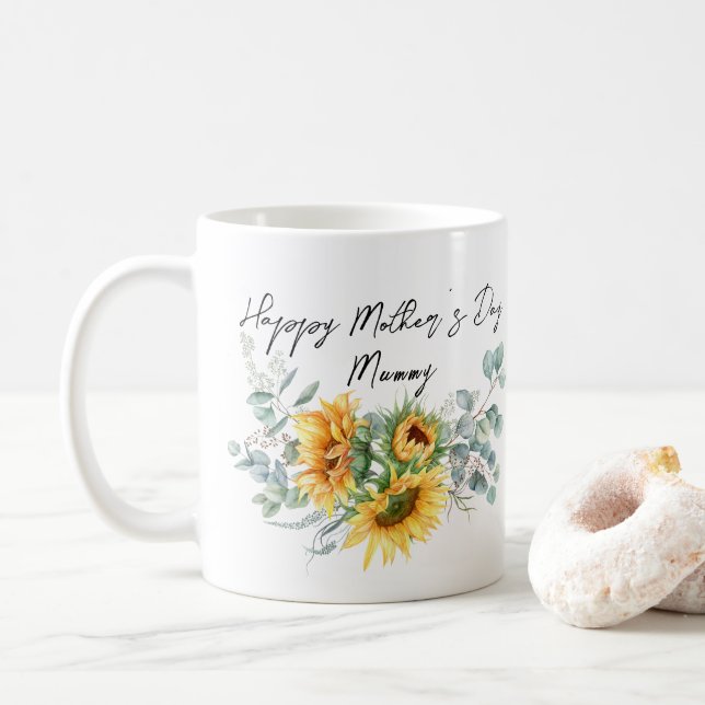 Caneca De Café Dia de as mães Mummy Sunflower Eucalyptus (Com Donut)