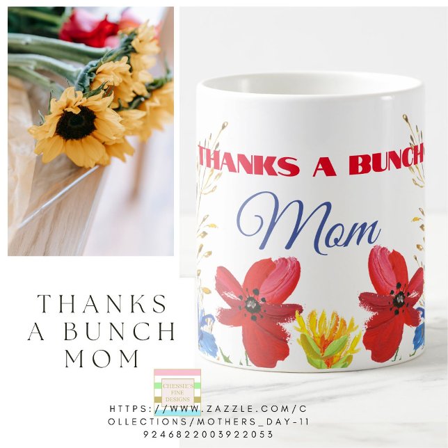 Caneca De Café Dia de as mães Oferta De Obrigados Florais A Bunch (Criador carregado)