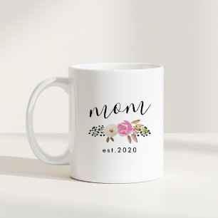 Caneca De Café Dia de as mães Personalizado Floral Moderno