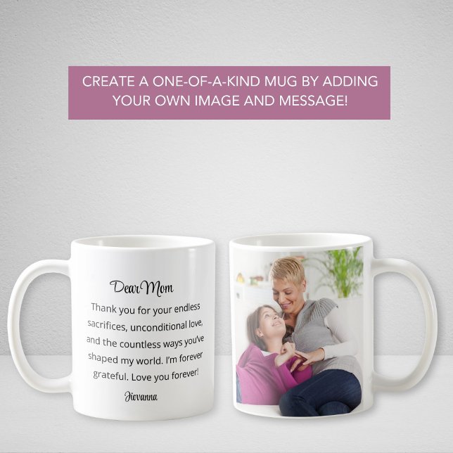 Caneca De Café Dia de as mães Personalizado Foto e Texto Chá (Criador carregado)