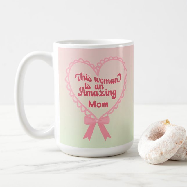 Caneca De Café Dia de as mães Rosa Incrível Mãe (Com Donut)