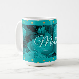 Caneca De Café Dia de as mães Turquoise Rosa