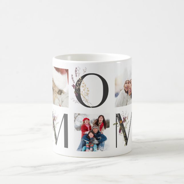 Caneca De Café Dia de as mães Wildflower Letters MOM (Centro)