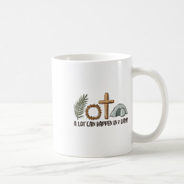 Caneca De Café Dia de Felz pascoa de Fé Cristão Muito pode Aconte (Direita)