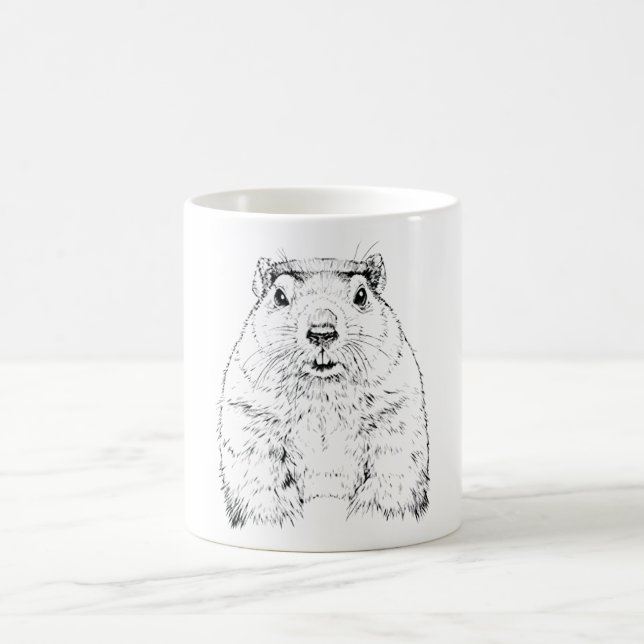 Caneca De Café Dia de Groundhog Engraçado Fevereiro Previsão Anim (Centro)