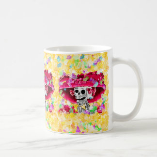 Caneca De Café Dia De Los Muertos Calavera Catrina em Vermelho