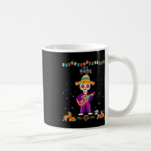 Caneca De Café Dia De Los Muertos Skeleton Dançando Com Guitarra 