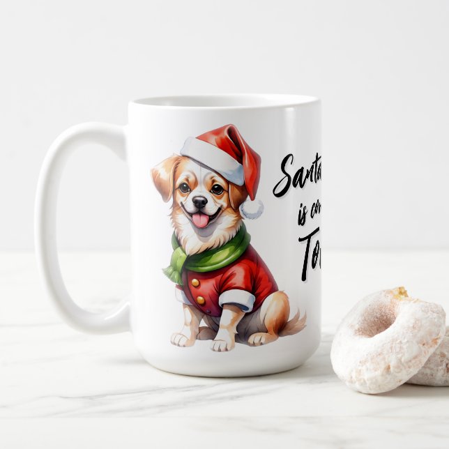 Caneca De Café Dia de Natal Veste o Pai Natal (Com Donut)