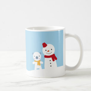 Caneca De Café Dia de Neve Kawaii com Natal de Coelho e Urso