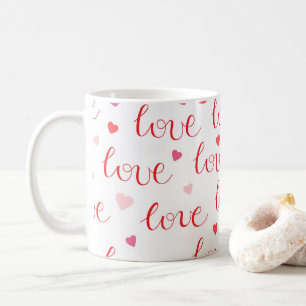 Caneca De Café Dia de os namorados Amor Corações Vermelho Pink Pa