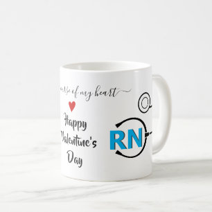 Caneca De Café Dia de os namorados azul de estetoscópio para enf