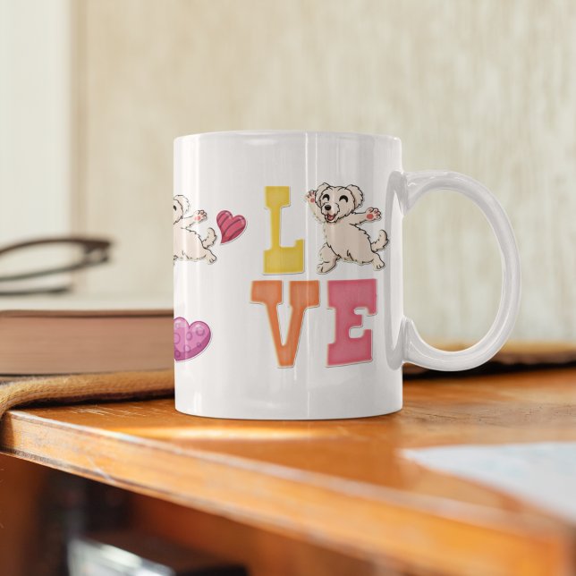 Caneca De Café Dia de os namorados Cachorro Maltês Personalizado  (Criador carregado)