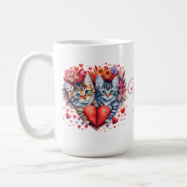 Caneca De Café Dia de os namorados Cat Mug (Esquerda)
