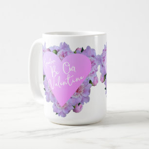 Caneca De Café Dia de os namorados Coração Flores Rosa Púrpura El