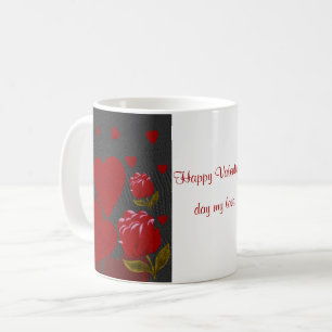 Caneca De Café Dia de os namorados, coração vermelho, rosa verm