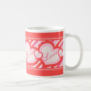 Caneca De Café Dia de os namorados de Amor Vermelho e Rosa Frilly