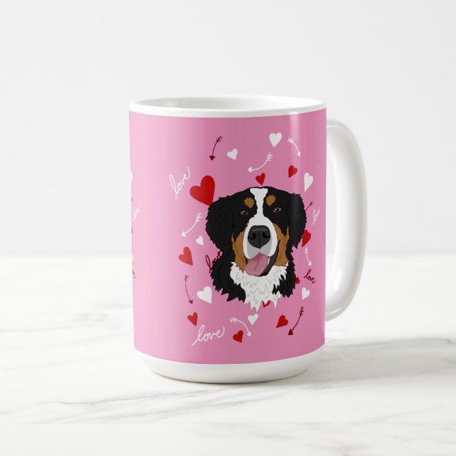 Caneca De Café Dia de os namorados de Cachorro da Montanha Bernes (Frente Esquerda)