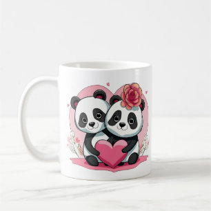 Caneca De Café Dia de os namorados de Casal de Panda Engraçado