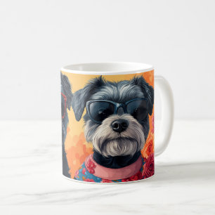 Caneca De Café Dia de os namorados de Rosas Cardíacos Terrier de 