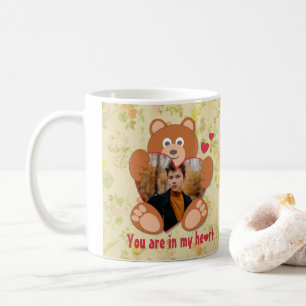 Caneca De Café Dia de os namorados de urso de pelúcia floral 