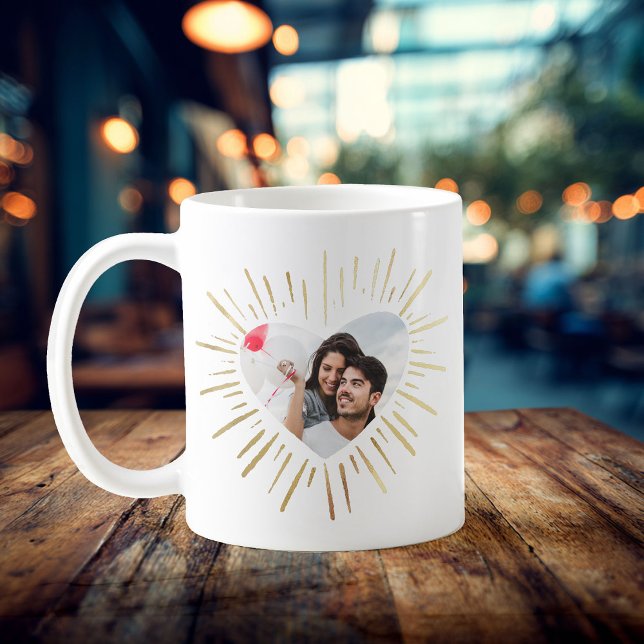 Caneca De Café Dia de os namorados Dourado de Foto Personalizado  (Criador carregado)