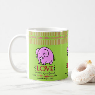 Caneca De Café Dia de os namorados - Elefante Rosa - Pernas Verde