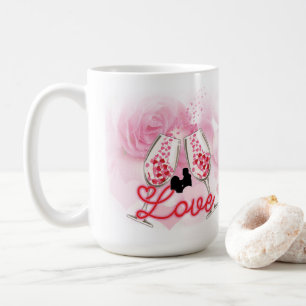 Caneca De Café Dia de os namorados Floral Rosa Elegante
