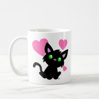 Caneca De Café Dia de os namorados Gatinho preto