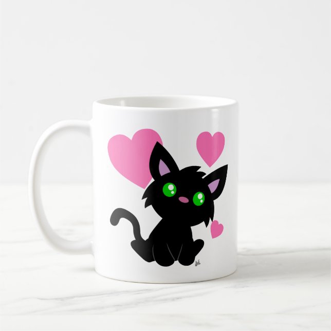 Caneca De Café Dia de os namorados Gatinho preto (Esquerda)