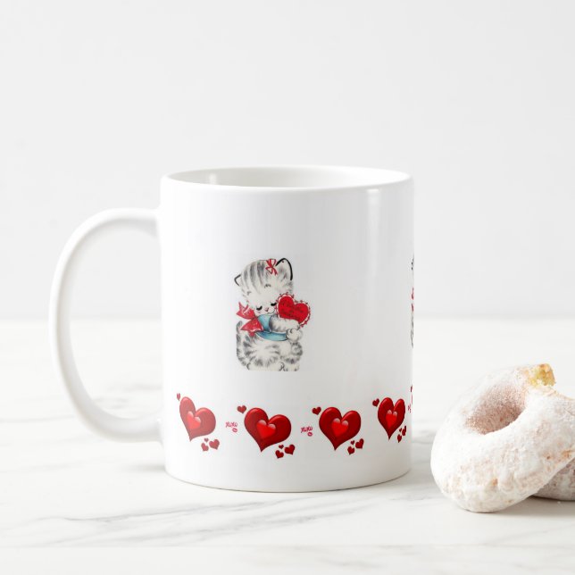 Caneca De Café Dia de os namorados Kitten Mugs (Com Donut)