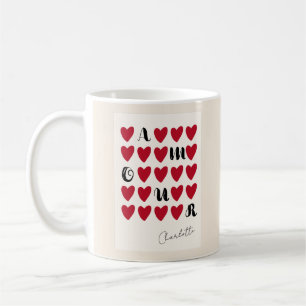 Caneca De Café Dia de os namorados Moderno Amour Heart Oferece Mu