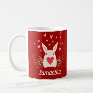 Caneca De Café Dia de os namorados Personalizado do Love Bunny