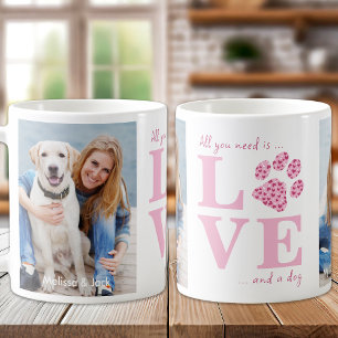 Caneca De Café Dia de os namorados Pet Fotográfico Pink Personali
