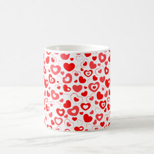 Caneca De Café Dia de os namorados Red Hearts