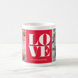 Caneca De Café Dia de os namorados Red LOVE de Colagem de Fotos P
