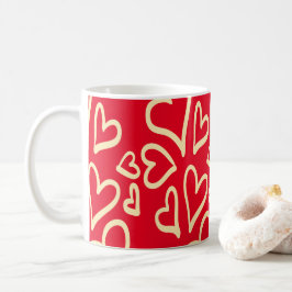 Caneca De Café Dia de os namorados Vermelho Corações Cortes