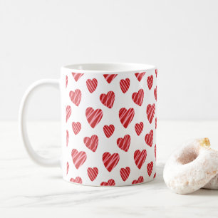 Caneca De Café Dia de os namorados Whimsical Red Hearts