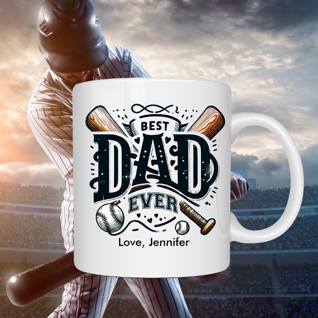 Caneca De Café Dia de os pais Baseball com Melhor Pai Personaliza (Criador carregado)