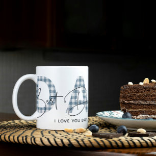 Caneca De Café Dia de os pais Dusty Blue Xadrez Melhor Pai de Cot