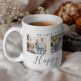 Caneca De Café Dia de os pais Feliz 4 Foto Personalizada Branca