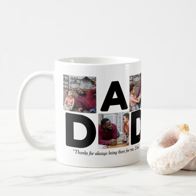 Caneca De Café Dia de os pais Feliz, Fotografia Personalizada Par (Com Donut)