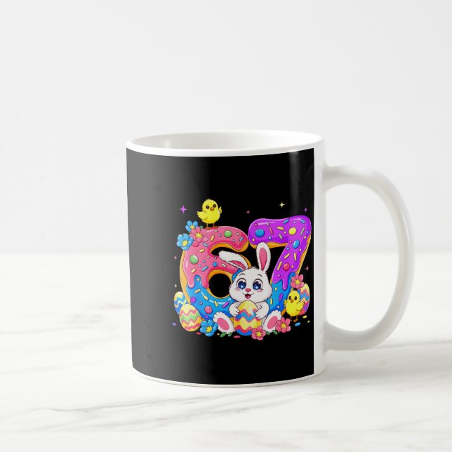 Caneca De Café Dia de Páscoa Engraçado 67 Seis Sete Meme Coelho F (Direita)